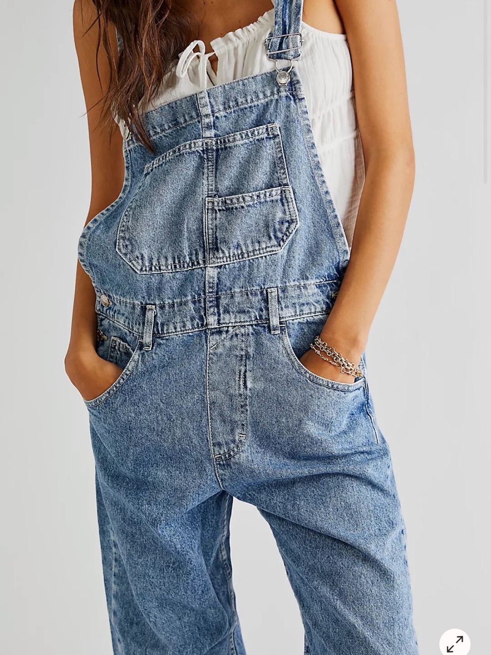 Free People Denim Blue Women's Relaxed Fit Overalls